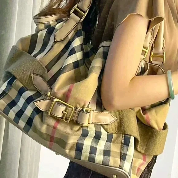 Authentic Burberry  House Check Canvas & Leather Details - Picture 5 of 15